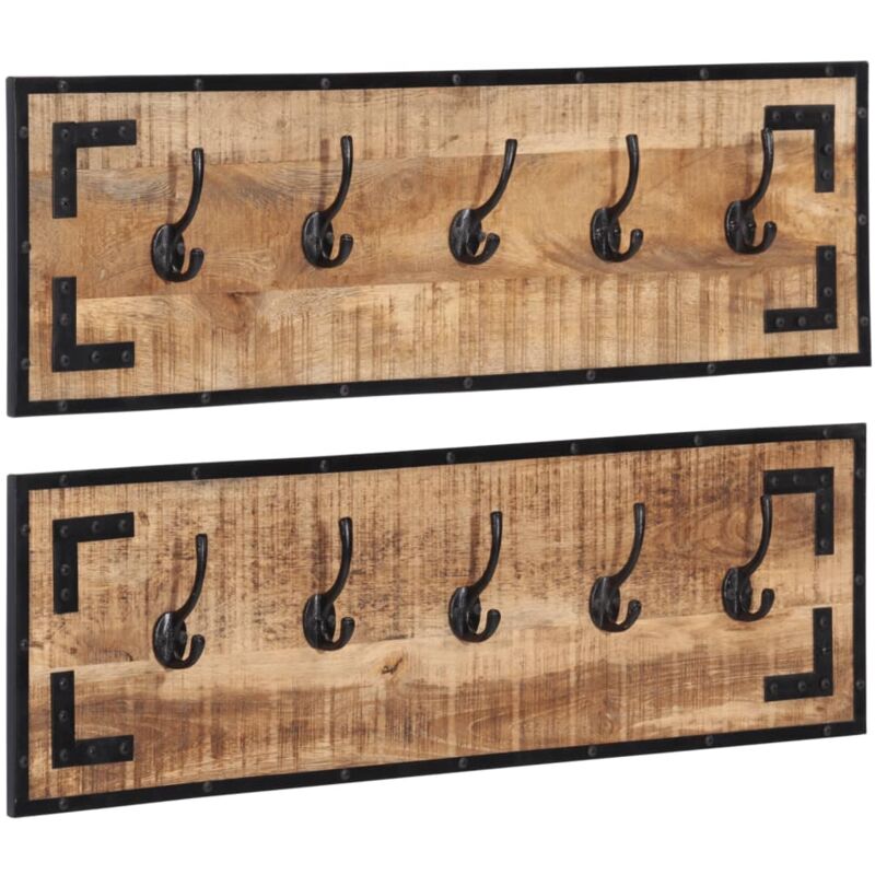 Vidaxl - Porte-manteaux 2 pcs 80x8x25 cm bois de manguier massif brut