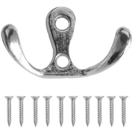 Porte-manteaux 5 Pièces Zinc Alloy Heavy Duty Double Crochets Murale pour Cuisine Salle de Bain Dimensions 5x3cm Argent