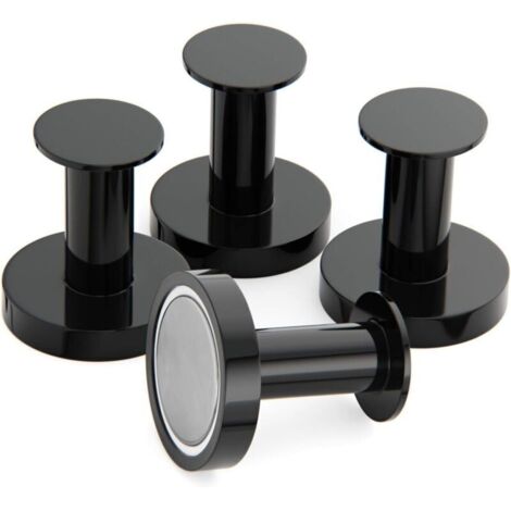 Porte Manteaux Aimantés, patère magnétique, 4 Crochets Muraux Noirs Extrêmement Solides, Porte Manteaux pour Porte avec Aimant en Métal Néodyme Rare, Crochets Porte de Frigo