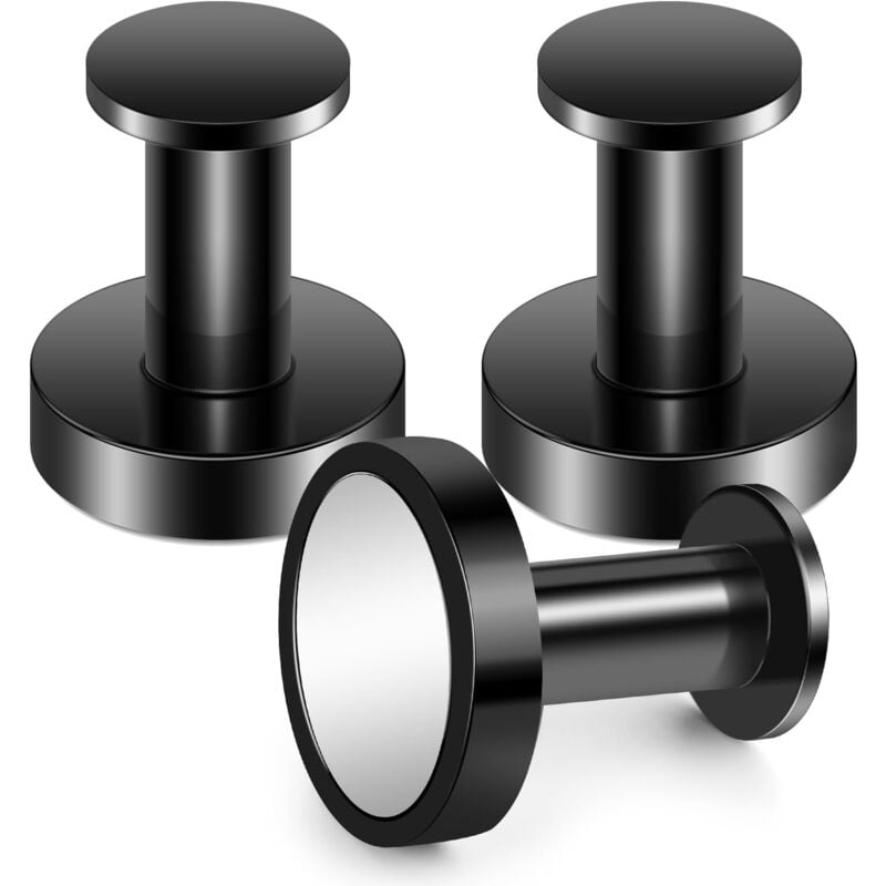 Porte Manteaux Aimantés pour Accrocher Manteaux et Sacs, 3 Crochets Muraux Noirs Extrêmement Solides, Porte Manteaux pour Porte avec Aimant en Métal