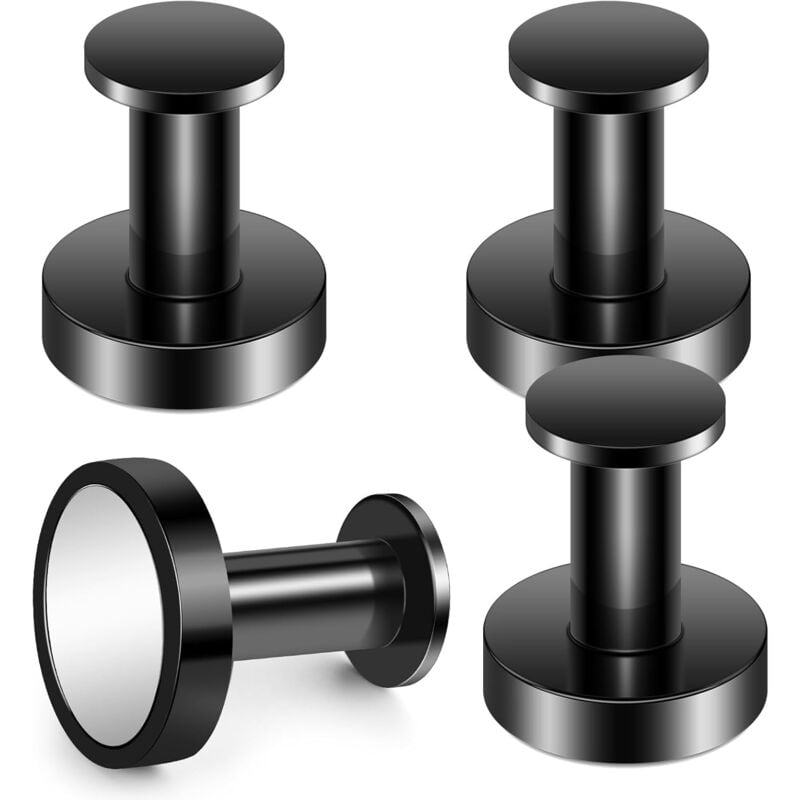 Porte Manteaux Aimantés pour Accrocher Manteaux et Sacs, 4 Crochets Muraux Noirs Extrêmement Solides, Porte Manteaux pour Porte avec Aimant en Métal