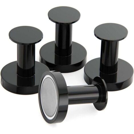 Porte Manteaux Aimantés, XU, Patère magnétique, 4 Crochets Muraux Noirs Extrêmement Solides, Porte Manteaux pour Porte avec Aimant en Métal Néodyme Rare, Crochets Porte de Frigo - KZQ