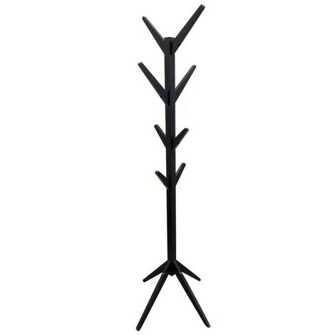 Porte-manteaux arbre en bois 8 tiges noir