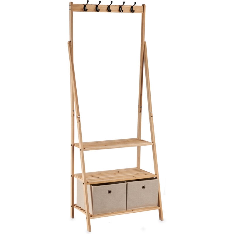 Bigbuy - Meuble d'entrée avec porte-manteau et étagères natu, 175 cm