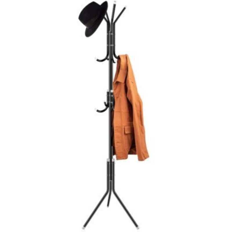 Vicmhuang - Porte-Manteaux Noir en Métal avec 12 Crochets pour Manteaux, Chapeaux, Sacs, 45 x 175 cm