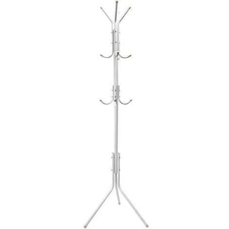 VICMHUANG Porte-Manteaux Blanc en Métal avec 12 Crochets pour Manteaux, Chapeaux, Sacs, 45 x 175 cm