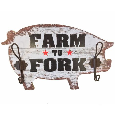 Porte-manteaux cochon en bois