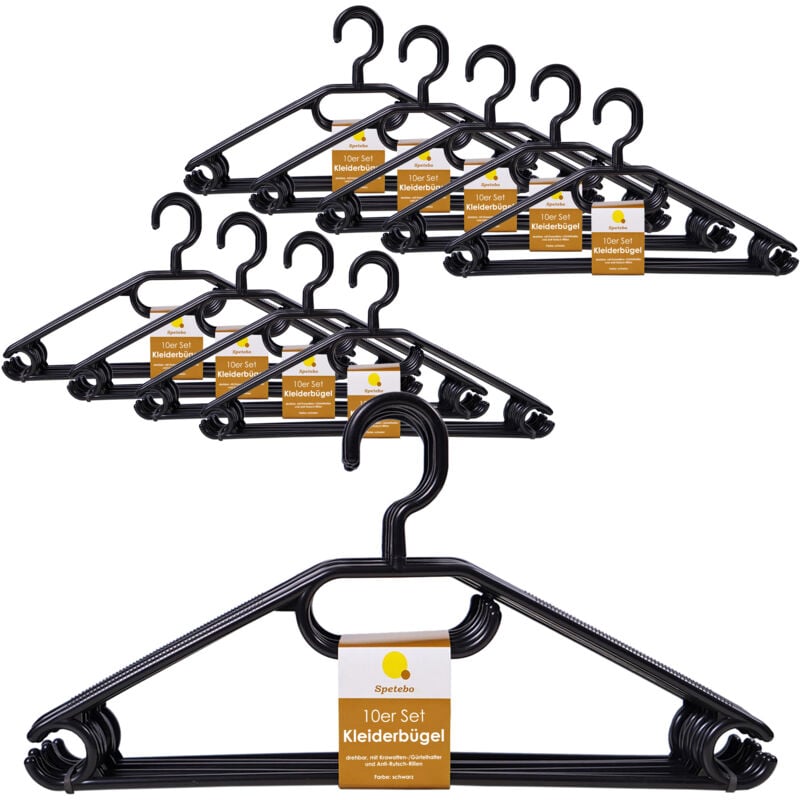 Porte-manteaux en plastique noir - 100 pièces