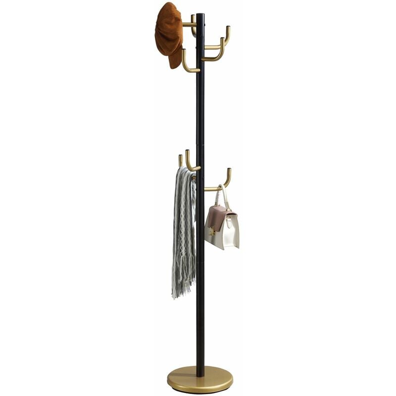 Idimex - Porte-manteaux mila, en métal laqué noir et or