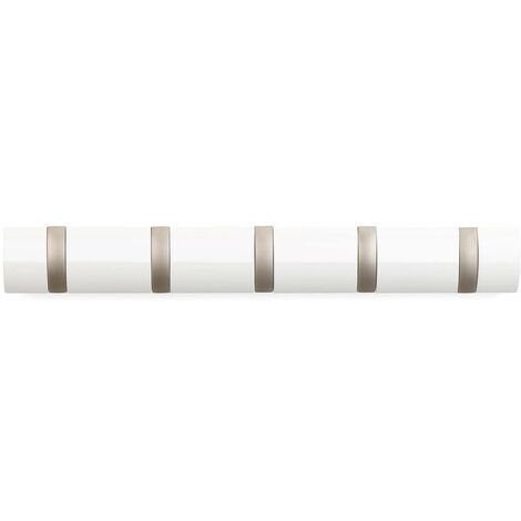 Porte manteaux mural 5 crochets blanc – Dimensions 51x8cm – Charge maximale 2,26kg – Pour espaces modernes et minimalistes – Umbra