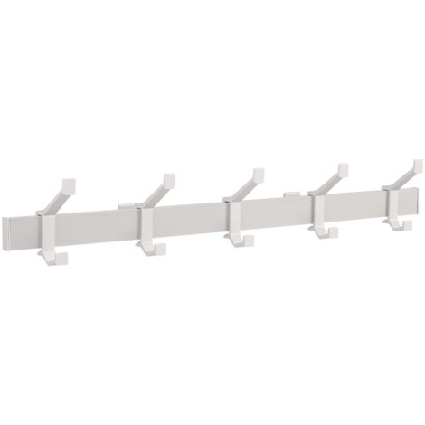 Porte-manteaux mural en aluminium F1 en argent, 5 crochets pour chapeaux/manteaux, longueur 730 mm