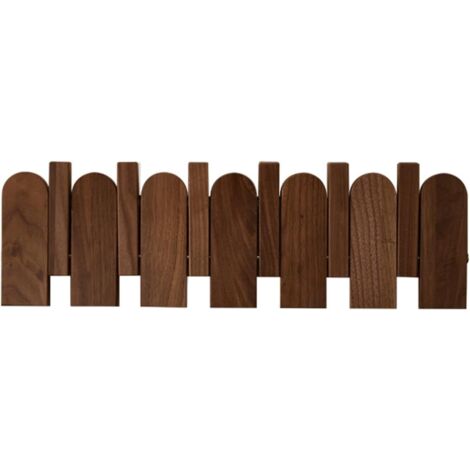 Porte-Manteaux Mural en Noyer, Porte-Manteaux en Bois Design Touche de Piano, 6 Crochets Rabattables, Fabriqué en Hêtre & Hêtre