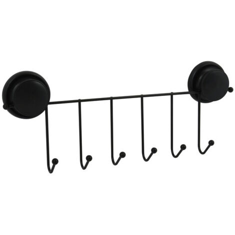 Porte manteaux, patères 4 crochets MEGA VENTOUSES Noir  MSV