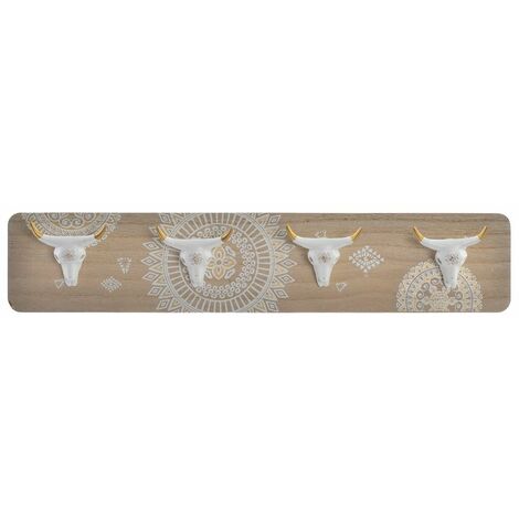 Porte manteaux thème Indien en bois 4 supports - 48 x 9 cm