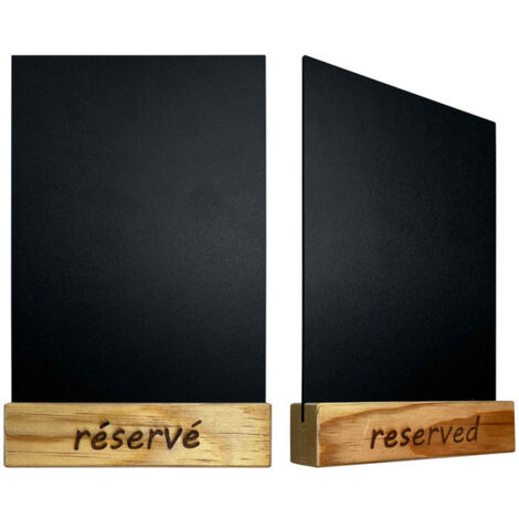 Porte menu bois réservé - reserved dimensions 15x3,6x3,6 cm avec ardoise A5 - Lot de 2