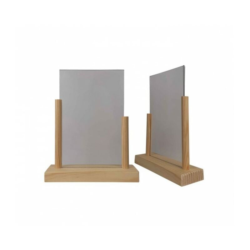 Porte menu de table en bois brut avec avec plexi format A5 - Lot de 2 - Fabrication française