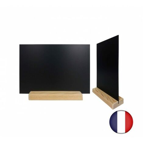Porte menu de table en bois brut dimensions 21 x 6,5 x 2,4 cm avec ardoise A4 - Lot de 2