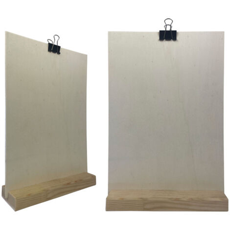 Porte menu de table en bois brut dimensions 21x6,5x2,4 cm avec porte document A4 - Lot de 2