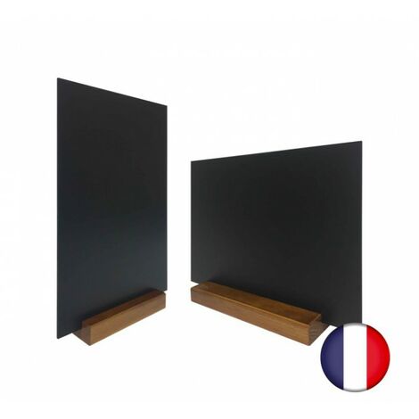 Porte menu de table en bois couleur chêne dimensions 21 x 6,5 x 2,4 cm avec ardoise A4 - Lot de 2