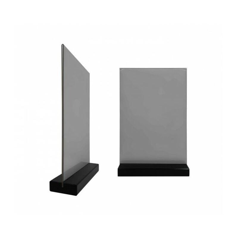 Porte menu de table en bois couleur noir dimensions 21 x 6,5 x 2,4 cm avec plexi A4 - Lot de 2