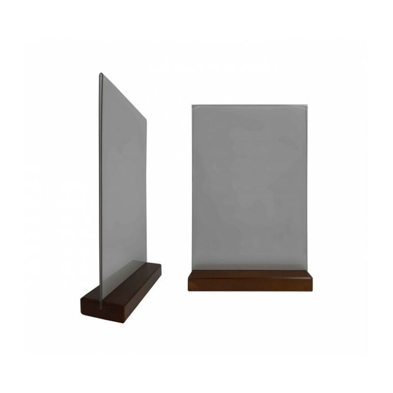 Porte menu de table en bois couleur chêne dimensions 21 x 6,5 x 2,4 cm avec plexi A4 - Lot de 2