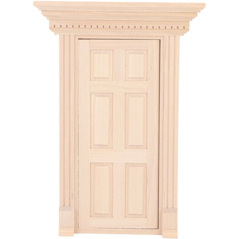 Porte miniature en bois 1:12 pour maison de poupée, cadre à 6 grilles, meuble à peindre, accessoires décoratifs