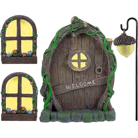 Porte miniature en vigne pour jardin féerique, décoration d'arbre et accessoires de maison
