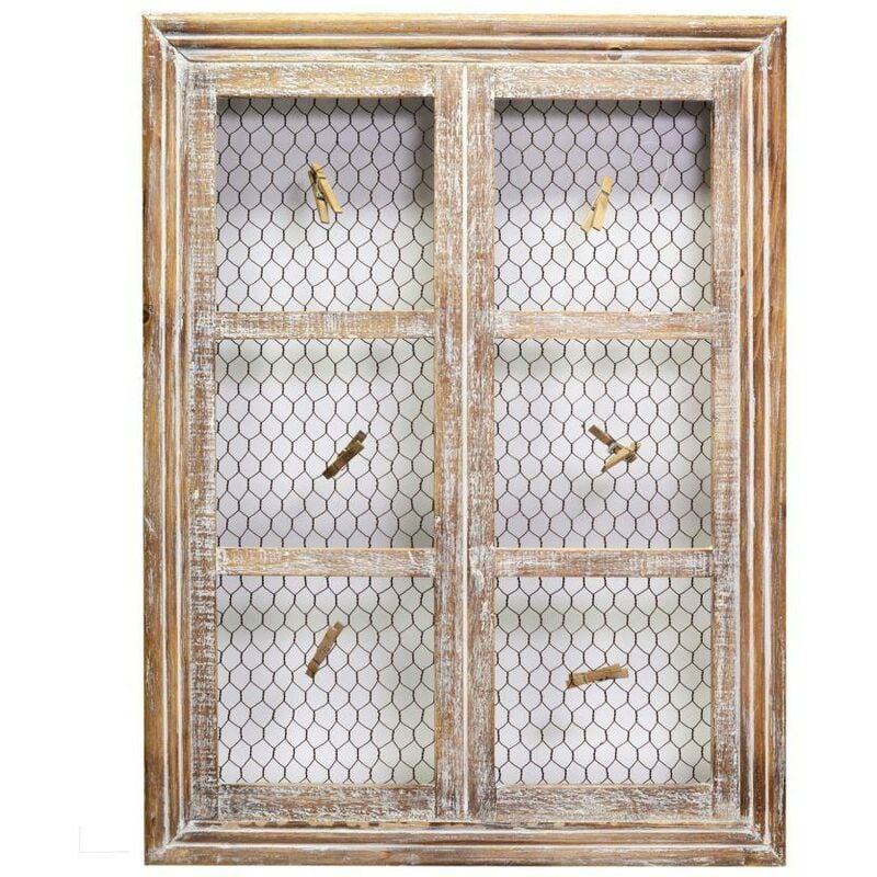 Porte-mémo fenêtre rectangulaire en bois avec chevilles cm46x61x5,5