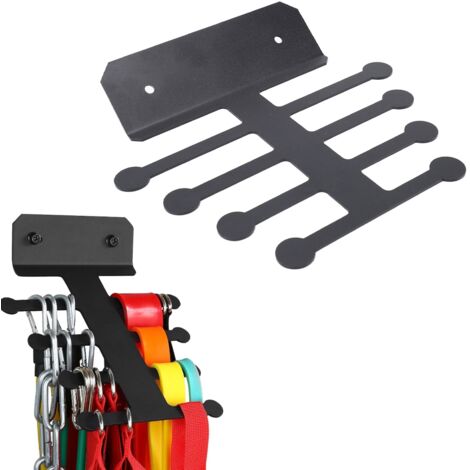 Porte-monture pour bandes de fitness mural - Noir - 19x15,5cm - Rack multifonction pour gym