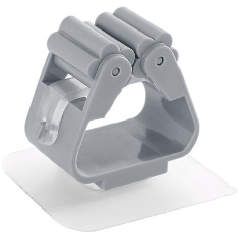 Porte-mop mural  3 supports en plastique adhesifs pour garage, buanderie et rangement  Gray