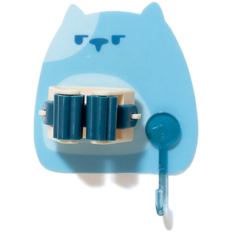 Porte-mop mural sans perforation - Clip moderne pour mop en ABS et TPR avec sticker sans marque - Clip cartoon léger bleu pour rangement sécurisé