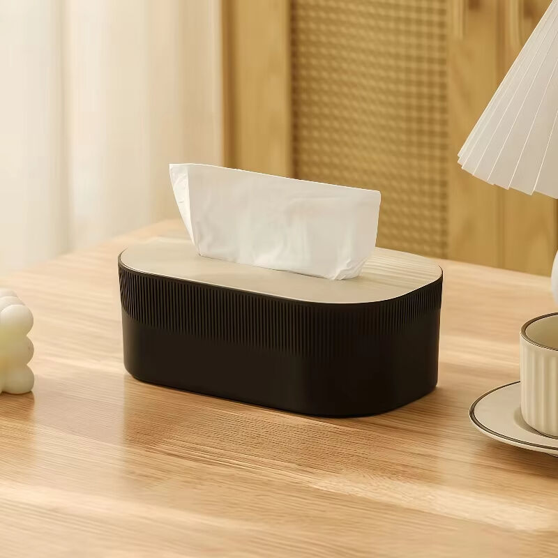 Porte-mouchoirs, boîte à papier toilette, porte-serviettes, distributeur de papier toilette, boîte de rangement pour essuie-tout (noire)