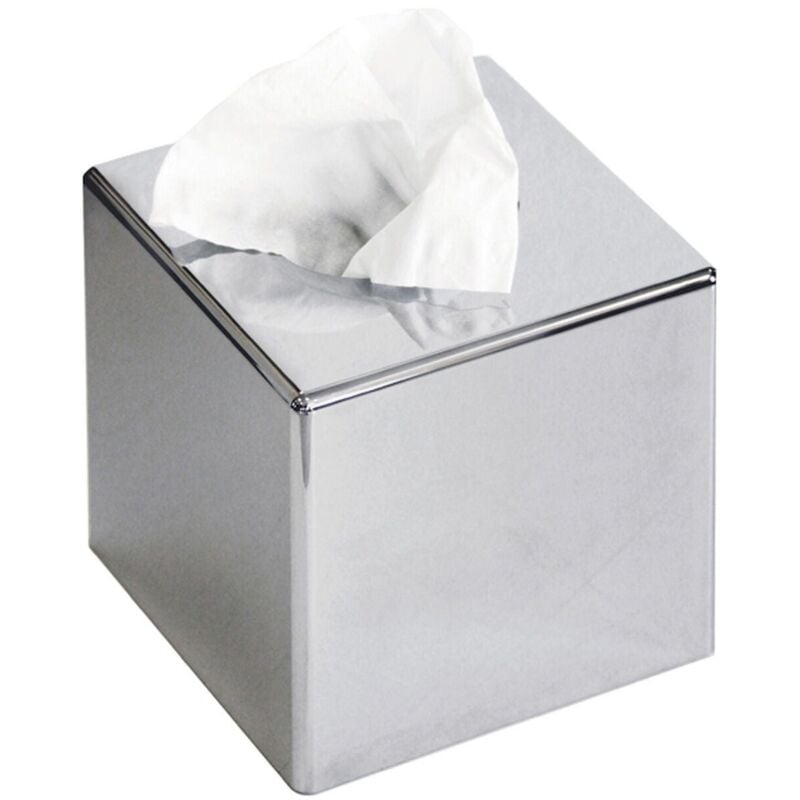 Porte-mouchoirs de comptoir carré en chrome poli - Inda