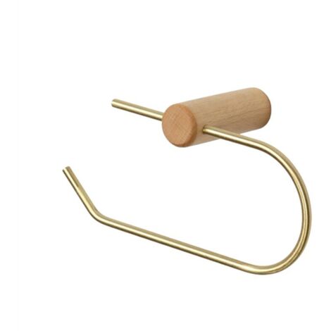 Porte Mouchoirs en Bois et Laiton Rangement Papier Toilette Support Rouleau Couleur Hêtre Doré