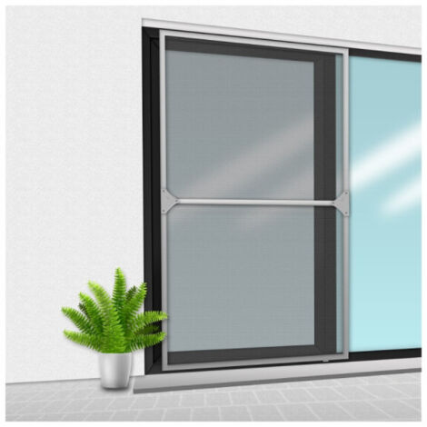Porte moustiquaire 150x220 cm gris – Profilés en aluminium laqué – Voile en fibre de verre 120 gr/m² – Compatible portes coulissantes – Confortex
