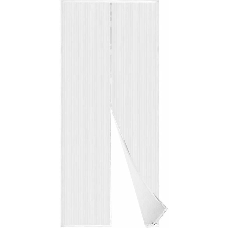 Porte moustiquaire magnétique, rideau anti-moustiques en maille, joint magnétique de haut en bas (120 x 210 cm, blanc)