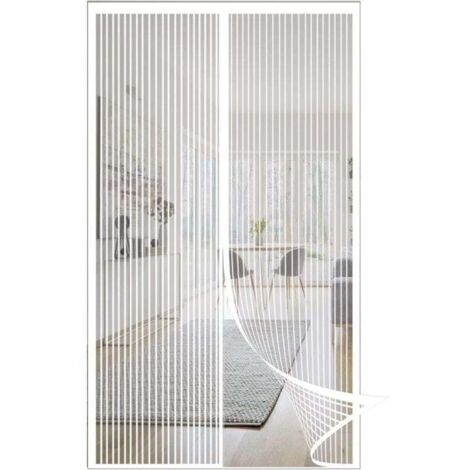 Porte moustiquaire magnétique, rideau de porte anti-mouches, moustiquaire de porte à fermeture magnétique, fermeture automatique, 100x210CM blanc