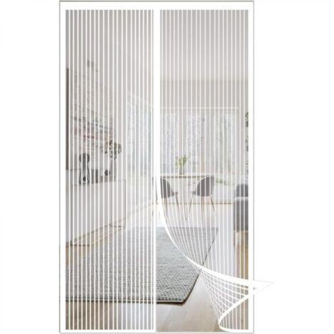 Porte moustiquaire magnétique, rideau de porte anti-mouches, moustiquaire de porte à fermeture magnétique, fermeture automatique, 100x220CM blanc