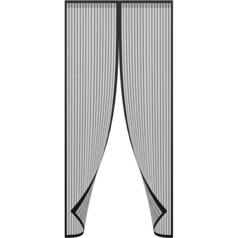 Porte moustiquaire magnétique, rideau pour ouvertures jusqu'à 90 x 210 cm (Noir)