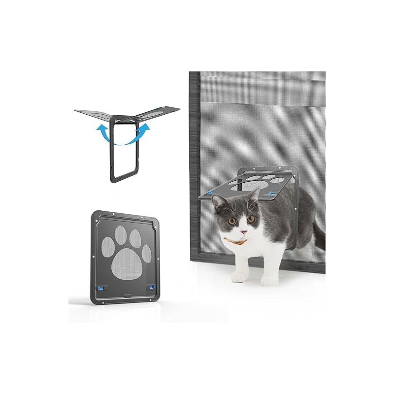 Porte moustiquaire pour chat, facile à installer, moustiquaire verrouillable, adaptée aux chats/chiens de petite/moyenne taille