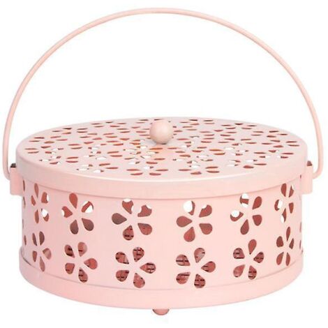 porte-moustique Classique (rose, 13,5 Cm De Diamtre) Porte-moustique Portable En Mtal Avec Couvercle Scurit Anti-brlure Motif Ajour Vintage