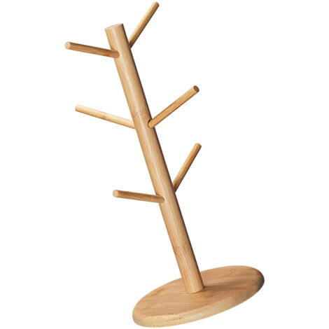 Porte-mug à 6 crochets multifonction en bois composite design arbre pour cuisine