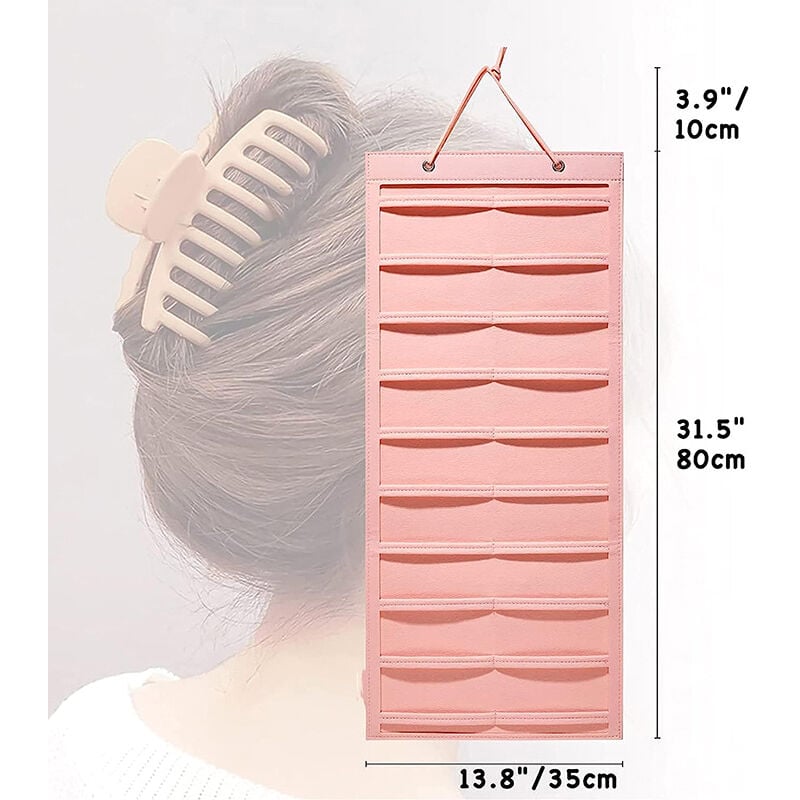 Fei Yu - Porte-nœuds pour cheveux avec grande capacité Pinces à cheveux Cintre de rangement Cheveux Rose