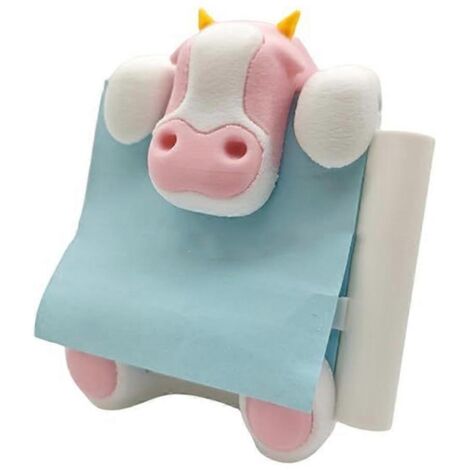 Porte-notes adhésifs vache, distributeur de notes escamotable rose --