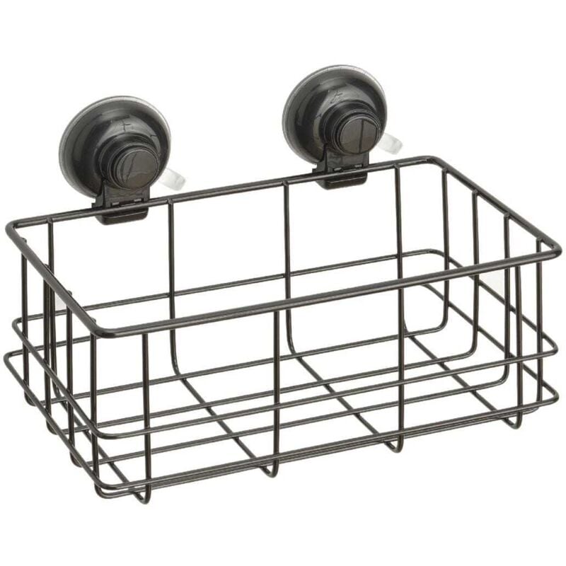 Porte-Objets En Métal Noir Avec Ventouse Menta