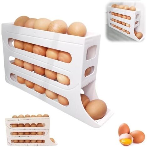 Porte-œufs incliné à 4 niveaux pour réfrigérateur, support à œufs à défilement automatique, boîte de rangement multifonction
