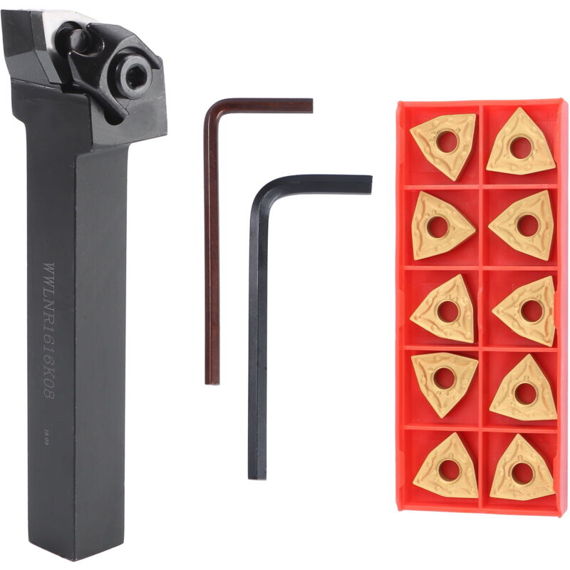 Feiyue - Porte-outil de tournage WWLNR1616H08 avec 4 inserts WNMG0804 et 2 clés Ensembles d'outils à main en acier inoxydable