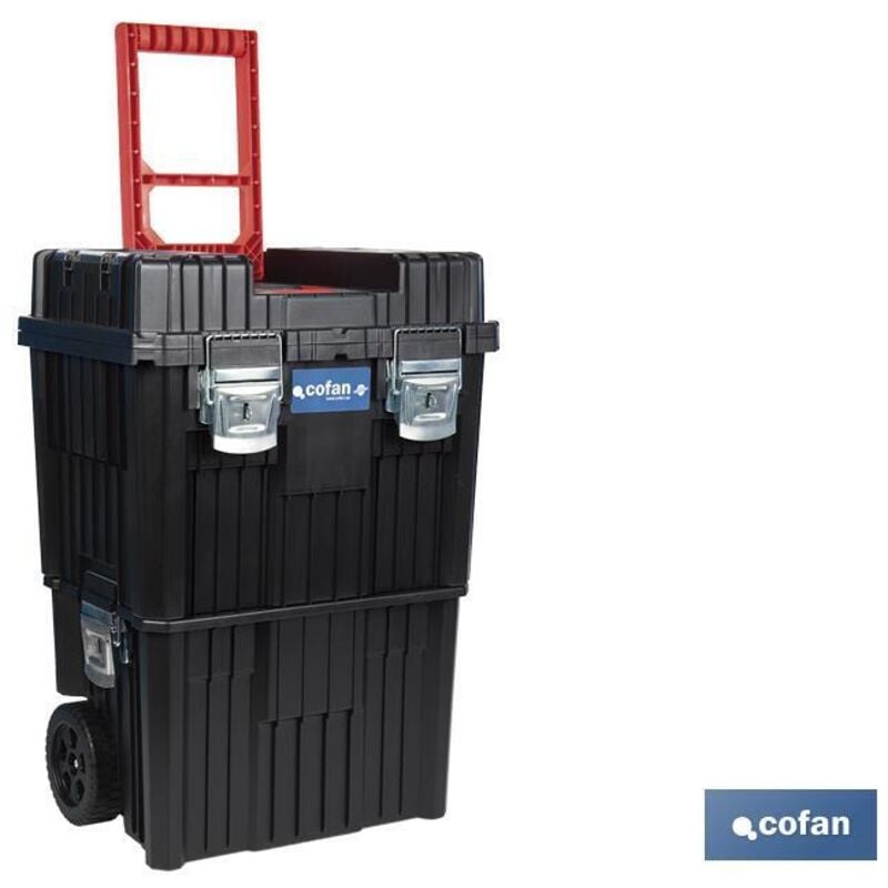 Cofan - Boîte à outils compacte avec double poignée et roulettes 450 x 360 x 640 mm