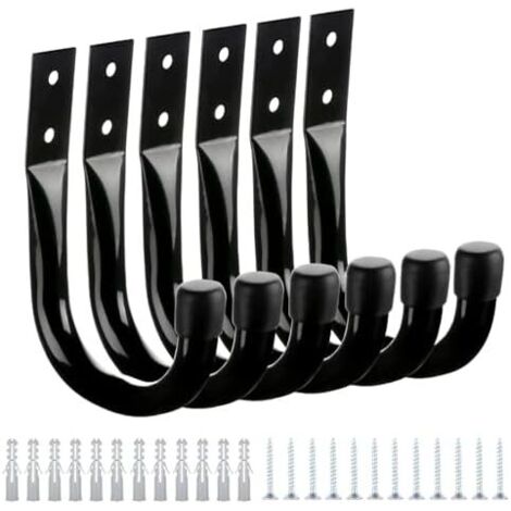 Porte-outils de cour – Ensemble crochets rangement mural, système suspension six pièces, organisation utilitaire robuste, support montage mural garage, appareil d'outils -