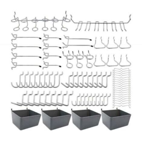 Porte-outils de Crochets pour Panneaux Perforés avec Bacs, Verrous à Chevilles, pour Organiser Divers Outils, 80 pièces
